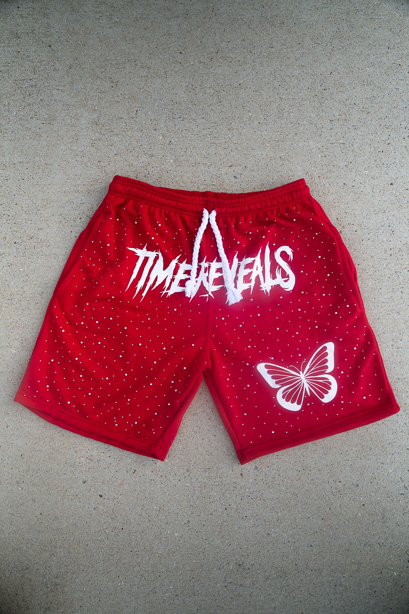 Red Rhinestone Shorts