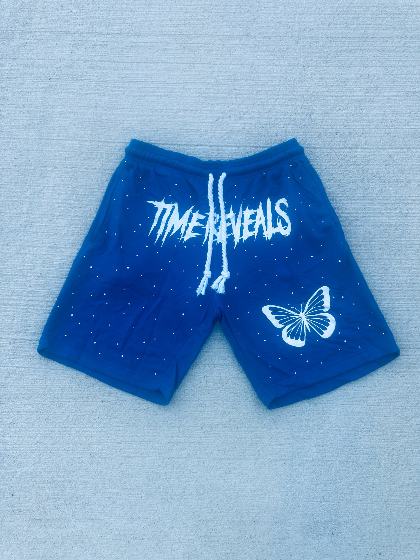 Blue Rhinestone Shorts