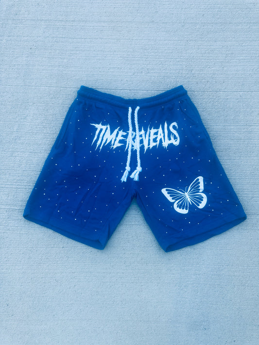 Blue Rhinestone Shorts